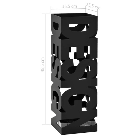 Метална поставка за чадъри TYPO, черна, 15,5 x 15,5 x 48,5 см