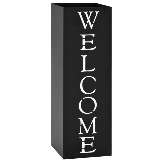 Метална поставка за чадъри WELCOME, черна, 15,5 x 15,5 x 48,5 см