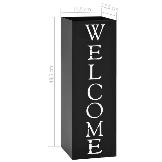 Метална поставка за чадъри WELCOME, черна, 15,5 x 15,5 x 48,5 см