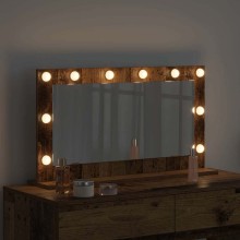 Настолно тоалетно огледало с Холивуд LED осветление старо дърво 80 x 45 см