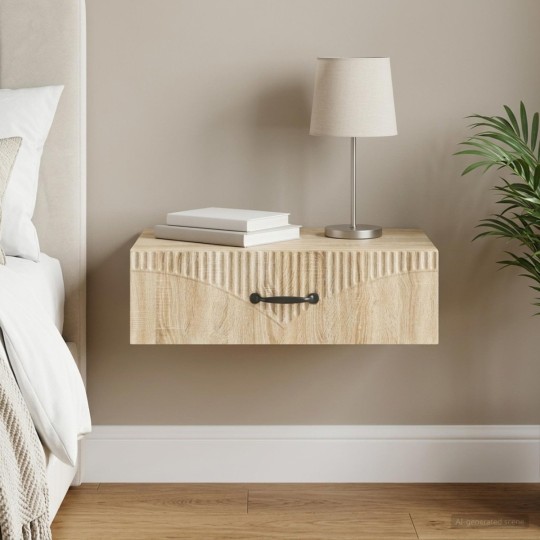 Нощно шкафче ONDA с монтаж на стена и чекмедже, дъб сонома, 59 x 34,5 x 17 см