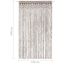 Памучно перде макраме в цвят таупе за тръбен корниз, 140 x 240 см