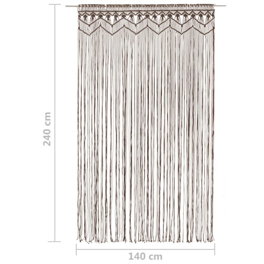 Памучно перде макраме в цвят таупе за тръбен корниз, 140 x 240 см