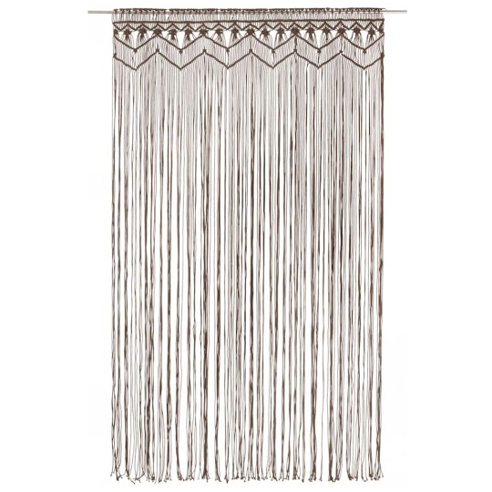 Памучно перде макраме в цвят таупе за тръбен корниз, 140 x 240 см