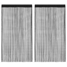 Пердета с ресни в цвят черен за тръбен корниз, 2 бр., 140 x 250 см