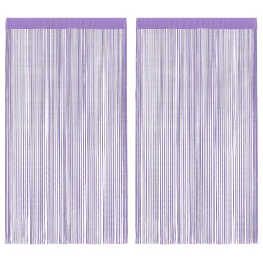 Пердета с ресни в цвят лилав за тръбен корниз, 2 бр., 140 x 250 см