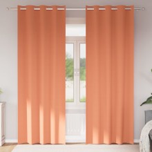 Плътни завеси в цвят теракота с метални халки, 2 бр., 140 x 225 см