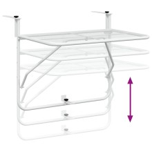 Сгъваема балконска окачена масичка, бяла, стомана