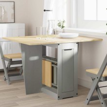 Сгъваема трапезна маса Corona в стил Rustic, сива чамова дървесина масив, 42-114 x 92 см