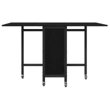 Сгъваема трапезна маса в стил Modern Minimalist, ЛПДЧ черен дъб на колелца, 130 x 80 см