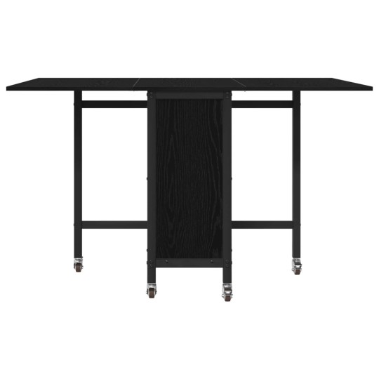 Сгъваема трапезна маса в стил Modern Minimalist, ЛПДЧ черен дъб на колелца, 130 x 80 см