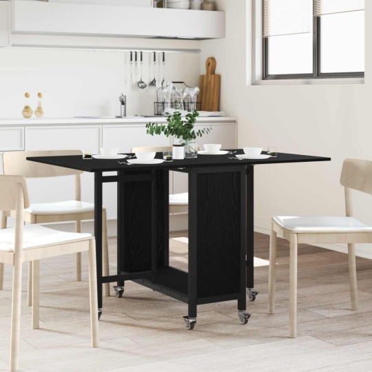 Сгъваема трапезна маса в стил Modern Minimalist, ЛПДЧ черен дъб на колелца, 130 x 80 см