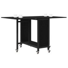 Сгъваема трапезна маса в стил Modern Minimalist, ЛПДЧ черен дъб на колелца, 130 x 80 см