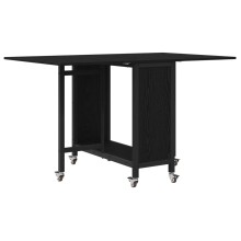 Сгъваема трапезна маса в стил Modern Minimalist, ЛПДЧ черен дъб на колелца, 130 x 80 см