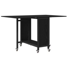 Сгъваема трапезна маса в стил Modern Minimalist, ЛПДЧ черен дъб на колелца, 130 x 80 см