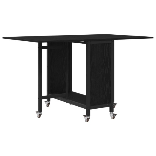 Сгъваема трапезна маса в стил Modern Minimalist, ЛПДЧ черен дъб на колелца, 130 x 80 см