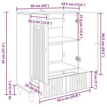 Шкаф ARCO с 2 врати и долно чекмедже, бял, 66 x 34,5 x 95 см