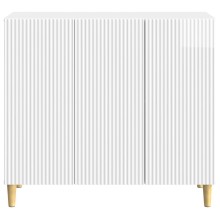 Шкаф LINEA с 3 врати и фрезовани фронтове, бял гланц, 89 x 34,5 x 80 см