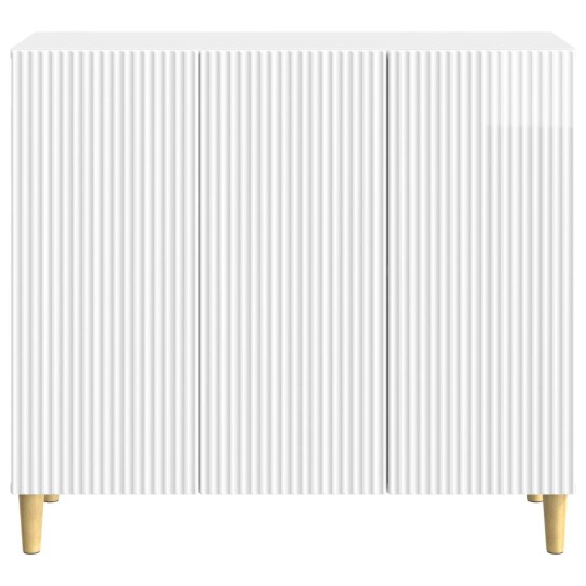 Шкаф LINEA с 3 врати и фрезовани фронтове, бял гланц, 89 x 34,5 x 80 см