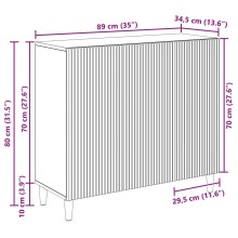 Шкаф LINEA с 3 врати и фрезовани фронтове, бял гланц, 89 x 34,5 x 80 см