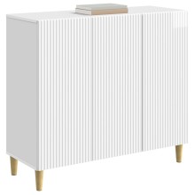 Шкаф LINEA с 3 врати и фрезовани фронтове, бял гланц, 89 x 34,5 x 80 см