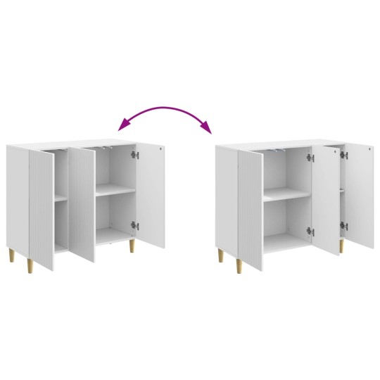 Шкаф LINEA с 3 врати и фрезовани фронтове, бял гланц, 89 x 34,5 x 80 см