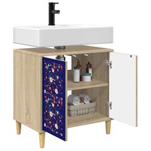 Шкаф за баня MAINZ с двуцветен флорален принт върху фронтовете, дъб сонома, 60 x 40 x 60 см