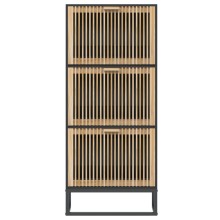 Шкаф за обувки NORD с ламелни фронтове, черен, 52 x 25 x 120 см