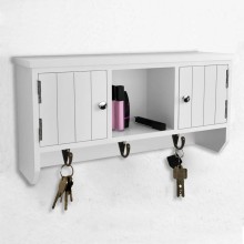 Стенен шкаф за ключове VENTO от МДФ с ламелни фронтове, бял, 40 x 8,5 x 20 см