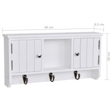 Стенен шкаф за ключове VENTO от МДФ с ламелни фронтове, бял, 40 x 8,5 x 20 см