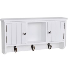 Стенен шкаф за ключове VENTO от МДФ с ламелни фронтове, бял, 40 x 8,5 x 20 см
