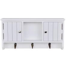 Стенен шкаф за ключове VENTO от МДФ с ламелни фронтове, бял, 40 x 8,5 x 20 см