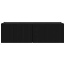 Стенен ТВ шкаф LINEA с вертикално фрезован фронт, черен, 98 x 31 x 29,5 см