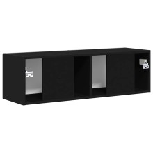 Стенен ТВ шкаф LINEA с вертикално фрезован фронт, черен, 98 x 31 x 29,5 см