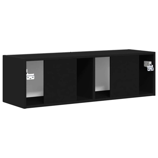 Стенен ТВ шкаф LINEA с вертикално фрезован фронт, черен, 98 x 31 x 29,5 см