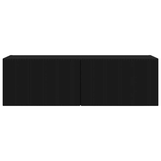 Стенен ТВ шкаф LINEA с вертикално фрезован фронт, черен, 98 x 31 x 29,5 см