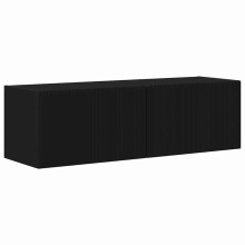 Стенен ТВ шкаф LINEA с вертикално фрезован фронт, черен, 98 x 31 x 29,5 см