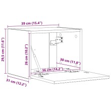 Стенен ТВ шкаф LINEA с вертикално фрезован фронт, опушен дъб, 39 x 31 x 29,5 см