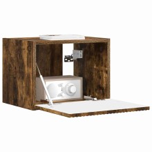 Стенен ТВ шкаф LINEA с вертикално фрезован фронт, опушен дъб, 39 x 31 x 29,5 см