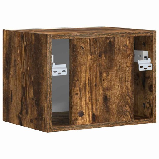 Стенен ТВ шкаф LINEA с вертикално фрезован фронт, опушен дъб, 39 x 31 x 29,5 см