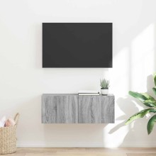 Стенен ТВ шкаф LINEA с вертикално фрезован фронт, сив дъб сонома, 78,5 x 30 x 29,5 см