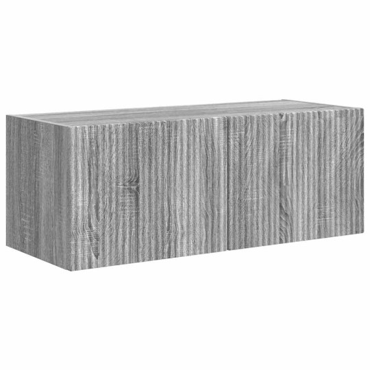 Стенен ТВ шкаф LINEA с вертикално фрезован фронт, сив дъб сонома, 78,5 x 30 x 29,5 см