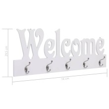 Стенна закачалка за палта WELCOME, бяла, 74 x 29,5 см