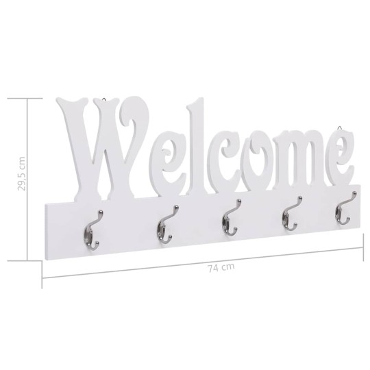 Стенна закачалка за палта WELCOME, бяла, 74 x 29,5 см