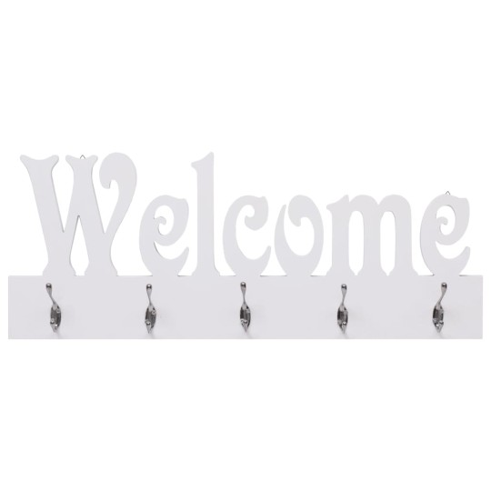 Стенна закачалка за палта WELCOME, бяла, 74 x 29,5 см