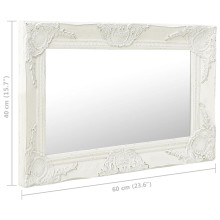 Стенно огледало с бяла барокова рамка от масивно дърво 60 x 40 см