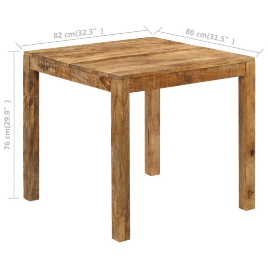 Трапезна маса в стил Artisan, кафяво грубо масивно мангово дърво, 82 x 80 см
