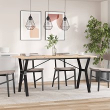 Трапезна маса в стил Industrial Modern, чамова дървесина масив и черна стомана, 160 x 80 см