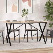 Трапезна маса в стил Industrial Modern, чамова дървесина масив и черна стомана, 160 x 80 см
