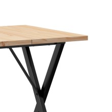 Трапезна маса в стил Industrial Modern, чамова дървесина масив и черна стомана, 70 x 70 см